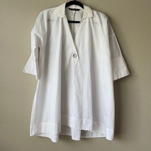 Zara White basic oversized top with grommet S